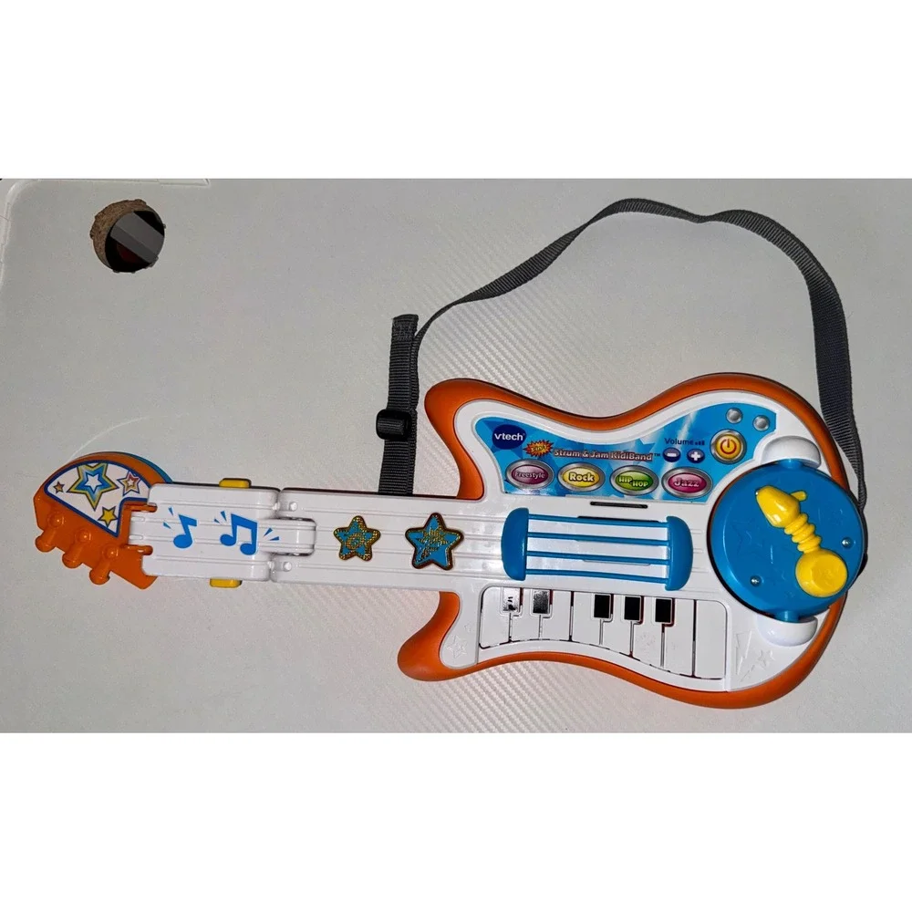 VTech Strum & Jam KidiBand 3-in-1 Guitar Piano Drums Orange White Blue WORKS